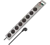 Brennenstuhl Regleta Enchufes con 8 Tomas de Corriente y Carcasa Estable de Policarbonato (Cable de 2.5 m, Protección Infantil, para Interiores), Plata/Negro, 8 Enchufes