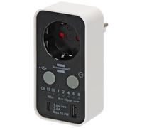 Brennenstuhl Temporizador Digital con USB A y USB C (Enchufe Temporizador para Uso en Interiores, Cuenta atrás Ajustable en 7 Pasos, con protección táctil Aumentada)