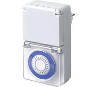 Brennenstuhl temporizador MMZ 44 / enchufe programable de temporizador mecánico (temporizador diario, protección IP44, enchufe con protección de contacto) blanco