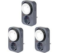 Brennenstuhl Temporizador MZ 20, Toma de Corriente mecánico (con protección táctil Mejorada) Gris (Paquete de 3)