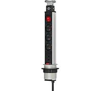 Brennenstuhl Tower Power - Regleta retráctil, Gris, 1396201013, 230V