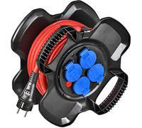 Brennenstuhl X-GUM - Carrete de cable eléctrico compacto (4 enchufes eléctricos (10 m H07RN-F 3G2,5, fabricado en Francia)