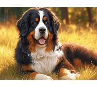 Brennora Kit de punto de cruz para adultos 11CT Lienzo preimpreso Perro pastor de pradera DIY Cross Stitch estampado costura patrón de bordado 40x50 cm