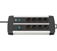 Brennenstuhl Premium-ALU-Line regleta enchufes con 8 Tomas y Interruptor Individual (regleta para Montaje en Pared, Cable de 3 m, 2X Interruptor Iluminado, Fabricado en Alemania)