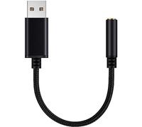 Brensty 2X Adaptador de Audio USB Una Conector de Auriculares de 3,5 mm, Tarjeta de Sonido Estéreo Externa para PC, Computadora Portátil, para, para, Etc. (0,6 Pies, Negro)