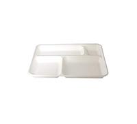BRENTA 20 platos de pulpa de celulosa, bandeja de 4 compartimentos de 37 x 27 cm, bandejas de platos biodegradables compostables 100 %, bandejas desechables biológicas