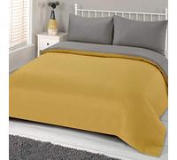 Brentfords Juego de Funda de edredón con Funda de Almohada, Color Amarillo Ocre y Gris Mostaza, tamaño Doble