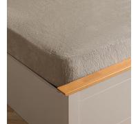 Brentfords Sábana Bajera Ajustable de Forro Polar de Peluche, térmica, cálida, Suave, de Lujo, acogedora, Color Gris Pardo Latte, tamaño Super King