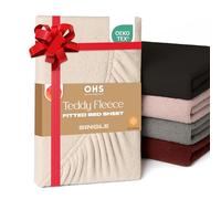 Brentfords Sábana Bajera Ajustable de Forro Polar, térmica, cálida, Suave, de Lujo, Color Beige Crema, tamaño Individual