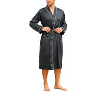 Bresdk Bata Hombre Seda kimono Batas de Casa Manga Larga Ligero Albornoz de Seda Súper Suave Clásica Camisón Pijama para Hombre