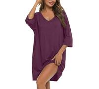 Bresdk Camisones Mujer Algodón Súper Suave Camisón de Mujer Tallas Grandes Manga Corta 3/4 Pijamas Elegante Ropa de Dormir
