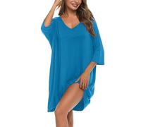 Bresdk Camisones Mujer Algodón Súper Suave Camisón de Mujer Tallas Grandes Manga Corta 3/4 Pijamas Elegante Ropa de Dormir