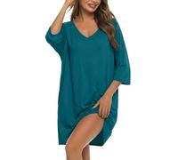 Bresdk Camisones Mujer Algodón Súper Suave Camisón de Mujer Tallas Grandes Manga Corta 3/4 Pijamas Elegante Ropa de Dormir