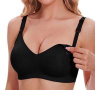 Bresdk Sujetador Embarazada Sin Aros Brasier de Lactancia Materna con Soporte Ligero y Diseño Invisible Bajo la Ropa Negro XL