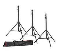 BRESSER 3 trípodes BR-TP280 Pro-1 (280 cm) + Bolsa | Tres soportes plegables de aluminio, amortiguación neumática, recubrimiento negro en polvo, uniones metálicas, plegado 98 cm