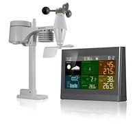 Bresser 7002550QT5000 Estación Meteorológica radiocontrolada con sensor exterior, centro meteorológico con 5 en 1 (temperatura, presión atmosférica, humedad, anemómetro, pluviómetro), gris