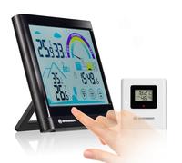 Bresser 7007402 Estación meteorológica radiocontrolada, termohigrómetro con pantalla táctil con recomendación de ventilación, negro