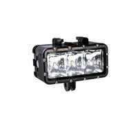 BRESSER Acción Cámara LED Lámpara Impermeable Negro | 3 LED, luz diurna 5600 K, modos alto bajo SOS, batería extraíble 900 mAh, soporte universal, cable USB, indicador