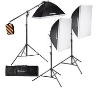 Bresser BR 235B Kit de luz LED fotografía con 3 softboxes y 15 Bombillas