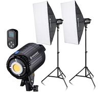 BRESSER BR-605 LED Set DE LUZ Diurna 60W | 5600 K, CRI 95, regulable del 10 al 100 por ciento, montura Bowens, mando con 99 canales, trípodes hasta 180 cm