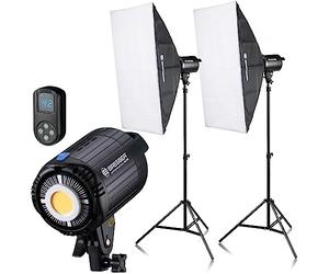 BRESSER BR-605 LED Set DE LUZ Diurna 60W | 5600 K, CRI 95, regulable del 10 al 100 por ciento, montura Bowens, mando con 99 canales, trípodes hasta 180 cm