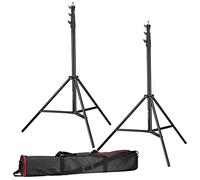 Bresser BR TP280 Pro 1 Set de 2 Trípodes de Iluminación 280 cm con Bolsa | Dos soportes plegables de aluminio, recubrimiento negro en polvo, uniones metálicas, plegado 98 cm, bolsa para 3 trípodes