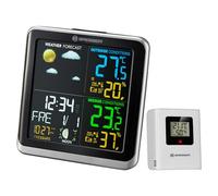 Bresser ClimaTemp TB Estación meteorológica radiocontrolada con sensor exterior, estación meteorológica con pantalla LCD a color y dos horas de alarma, 7007201, negro y gris