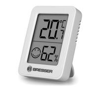 Bresser ClimaTemp Termómetro higrómetro digital 1 unidad con smiley | Medidor de temperatura y humedad, uso en interior y exterior, indicador smiley, prevención de moho, imán, soporte