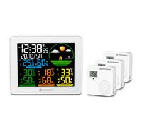 Bresser Estación meteorológica casa con 3 sensores exteriores | Temperatura y humedad interior exterior, 3 sensores, previsión del tiempo, reloj DCF, alarma, alcance 80 m