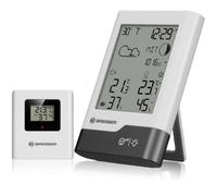Bresser Estación meteorológica inalámbrica con sensor exterior, temperatura, humedad, pronóstico del tiempo, alerta de heladas, reloj DCF, blanco/gris