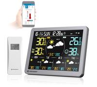 Bresser Estación meteorológica wifi con aplicación Tuya Smart Home, predicción de 5 días, higrosensor térmico, historial, indicador de confort, alarma, alarma