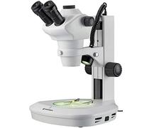 Bresser - Estereomicroscopio Science ETD-201, Blanco (5806200) | Luz incidente y transmitida, Zoom 6,25x, Adaptador C Mount, LED regulables, Para electrónica, investigación y medicina