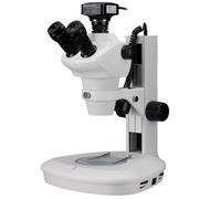 Bresser estereomicroscopio trino Zoom 8-50x con cámara 12MP USB 3.0 iluminación LED para luz incidente y transmitida Color Negro