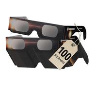 Bresser Gafas Eclipse Solar 100 Unidades, Observación Solar Segura, EN ISO 12312 2:2015, Imagen Amarillo Claro, Diseño B