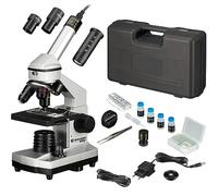 Bresser JUNIOR 40x-1024x Microscopio Set, negro, plata | Luz incidente y transmitida, Ocular USB HD para PC, Windows 10 y 11, Portaobjetos, Experimento Artemia, Maletín rígido