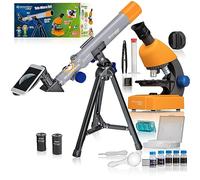 Bresser Junior - Microscopio, 40 x 640 x con iluminación LED con Funcionamiento con Pilas, Naranja