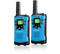 Bresser Junior Walkie Talkie Infantil Pack de 2 Alcance 6 km VOX Azul | 8 canales, 10 tonos de llamada, linterna integrada, clips de cinturón, pantalla iluminada, volumen ajustable, 8 pilas AAA