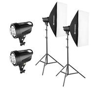 Bresser Kit Flash DE Estudio BRT-200 NR. 1 | Potencia de 1 16 a 1 1, reciclaje de 0,5 a 1,8 s, 5300 a 5600 K, montura Bowens S, softbox 50 x 70 cm, luz piloto 75 W