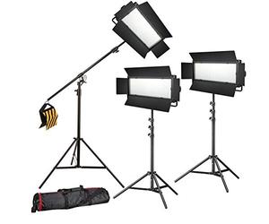 BRESSER LED Conjunto de Photo/vidéo 3X LG-1200 72W/11.800LUX + 3X Soporte de luz