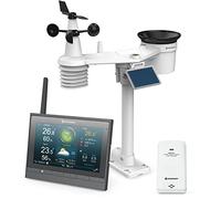 Bresser MeteoChamp Estación meteorológica radiocontrolada con sensor exterior alimentado por energía solar. Centro meteorológico inalámbrico HD WLAN 7 en 1 in nemómetro y pluviómetro