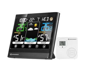 Bresser MeteoTemp BF Estación meteorológica inalámbrica con pantalla táctil, sensor exterior, presión atmosférica, pronóstico del clima, indicador de temperatura, humedad, señal horaria DCF, alarma