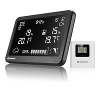 Bresser MeteoTemp TBH Estación meteorológica casa con presión | Temperatura interior y exterior, humedad, previsión del tiempo, historial de presión, reloj DCF, despertador
