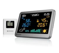 Bresser MeteoTemp TBH Estación meteorológica casa con presión | Temperatura interior y exterior, humedad, previsión del tiempo, historial de presión, reloj DCF, despertador