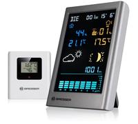Bresser MeteoTemp TBV Estación meteorológica casa con presión | Temperatura interior y exterior, humedad, previsión del tiempo, historial de presión, reloj DCF, despertador