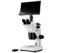 Bresser Microscopio Digital Binocular con Cámara y Pantalla 7x-63x, HDMI | Trinocular, Luz LED incidente y transmitida, Pantalla Full HD 13,3 pulgadas, Zoom 9x, Distancia de trabajo 100 mm, Soldadura