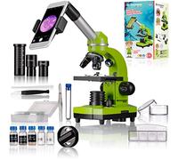 Bresser Microscopio para Estudiantes Biolux Sel con Soporte para Smartphone, Ricos Accesorios y Sistema de Zoom Barlow para niños, Principiantes y Adultos, Color Verde