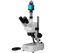 Bresser microscopio trinocular estereoscópico Zoom 10x-160x con cámara HDMI Full HD, luz LED reflejada y transmitida, Ajuste dioptrías, Negro