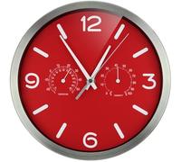 BRESSER MyTime Thermo-/Hygro Reloj de Pared, Acero, Rojo, 0 cm
