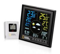 Bresser National Geographic 9070600 Estación meteorológica radiocontrolada con sensor exterior VA a color, negro