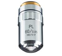 Bresser objetivo planacromático DIN PL 60x con rosca RMS de 45 mm | Campo plano, alta resolución, protección con resorte para muestra y objetivo, sin reenfoque en bordes, microfotografía